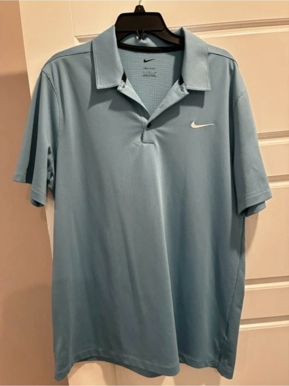 Nike Men’s Light Blue Golf Polo with White Swoosh